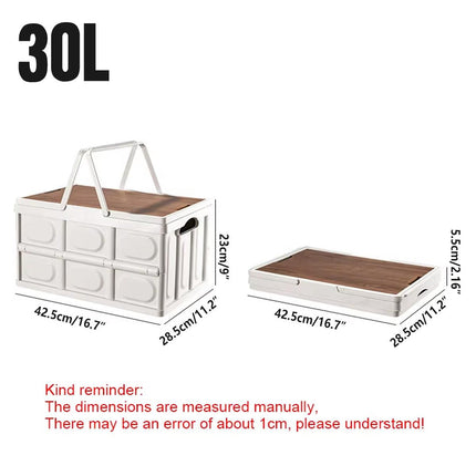 Camping Folding Car Trunk Storage Box Wooden Lid Outdoor Fishing Organizer Box