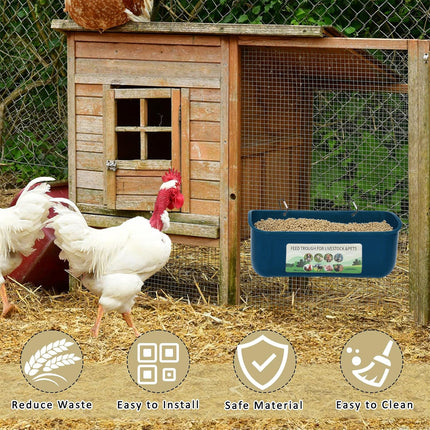 Hanging Trough Chicken Duck Deer Sheep Feeder Poultry Fence Feeding Container