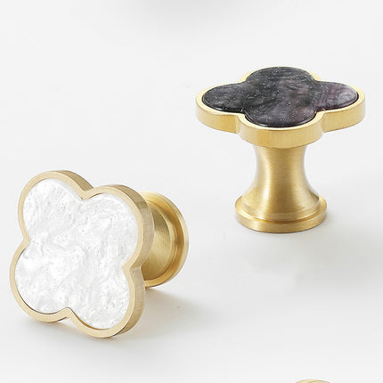 Four Leaf Clover Cabinet Handle Single Hole Vintage Pull for Drawer Door Closet