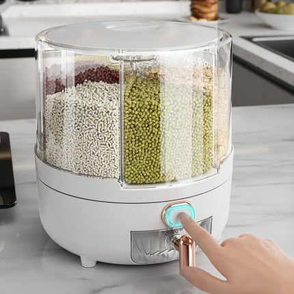 Rotating Grain Dispenser Container 360 Spin PP Multi Compartment 25 x 23.5cm
