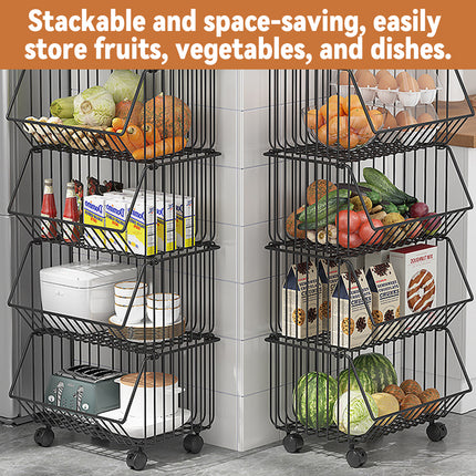 5-Layer Kitchen Storage Rack Rolling Cart Durable for Fruits Vegetables Pantry