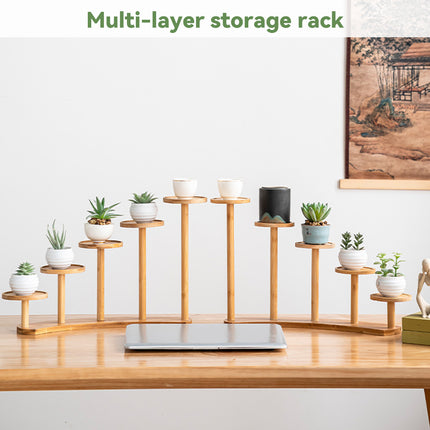 Bamboo Indoor Desktop Flower Stand for Living Room Office MultiTier Plant Holder