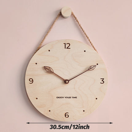 Creative Fashionable Log Wall Clock Natural Wood Colour Silent for Home Decor