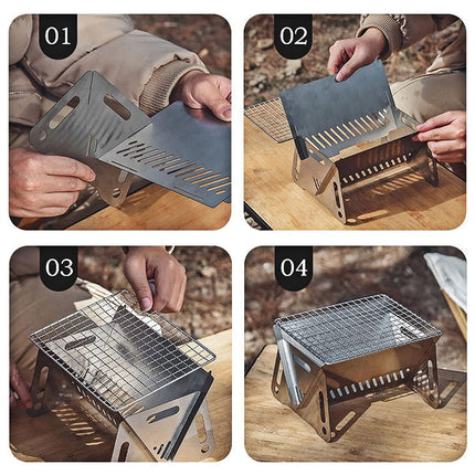 Camping Mini BBQ Grill Portable Charcoal Barbecue Grill Stainless Steel Camping