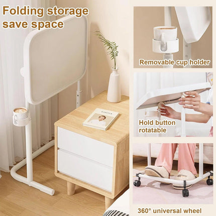 Adjustable Height Mobile Desk with Tilt Tabletop for Home Office