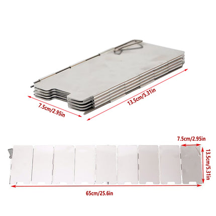 Camping Stove Wind Shield 9PC Foldable Wind Cover Silver Outdoor Portable Burner