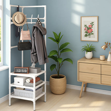 Corner Shelf Storage Rack Coat Hat Rack Multi Functional for Living Room Bedroom
