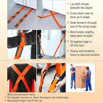 8 Pieces Household Portable Moving Straps Adjustable For Carrying Furniture