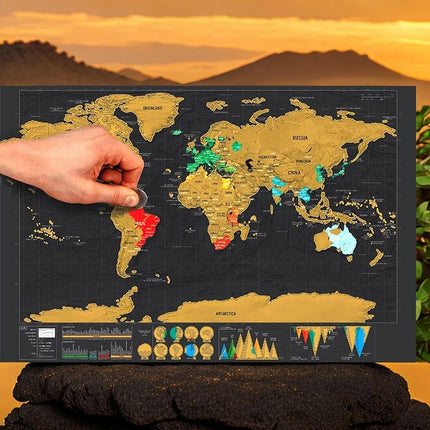 Deluxe Scratch-off World Map Interactive large Poster Atlas Travel Decor Gift
