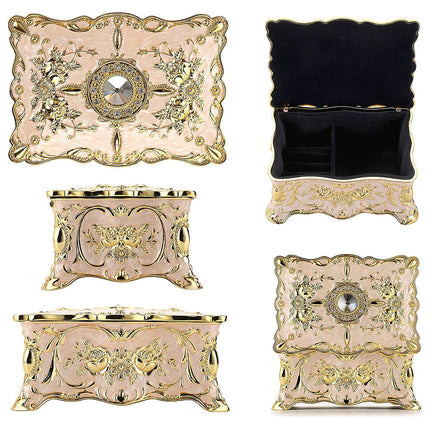 Retro Jewelry Box Trinket Organizer Alloy Crafts Ring Necklace Storage Box