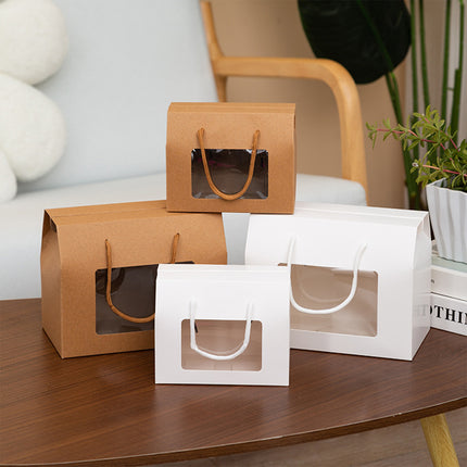 20pcs Window Handle Gift Box Folding Paper Biscuit Packaging Box for Party Favor