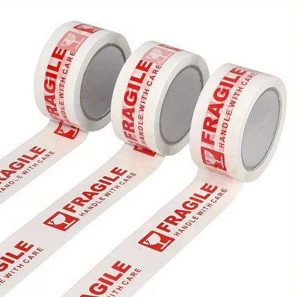 Fragile Handle With Care Tape 5 Rolls 4.8cm x 100m White Red for Packing Moving