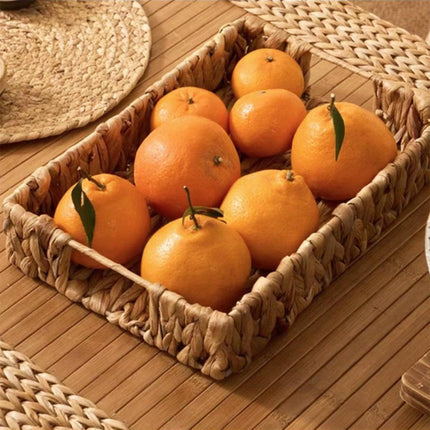 2pcs Rattan Fruit Tray Decorative Storage Trays Multipurpose Shelving Organizer
