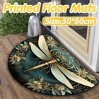 Floral Floor Mat Semicircle Printed Entry Door Rug Non-Slip Mat For Home Decor