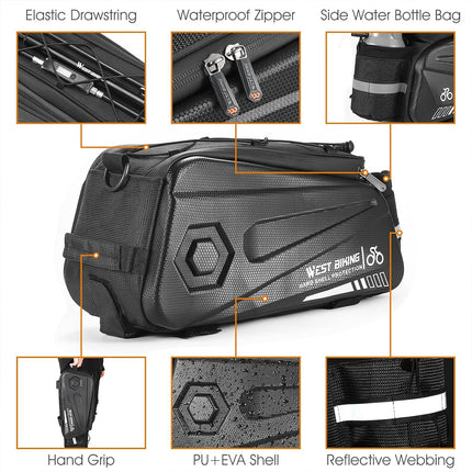Bicycle Pannier Bag Hard Shell Large Capacity Waterproof for Cycling Touring Use