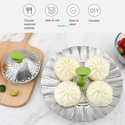 Folding Stainless Steel Steamer Basket Expandable Safe Durable Easy To Use