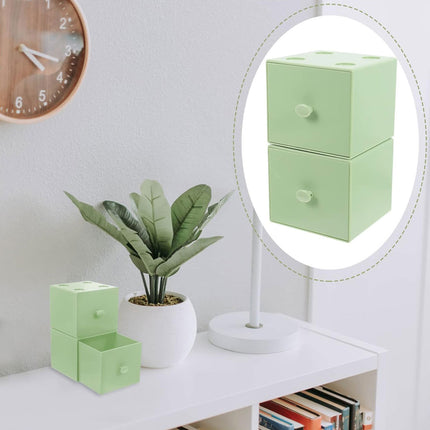 Storage Box 2PCS Desktop Square Stackable Drawers Organizer for Office Home
