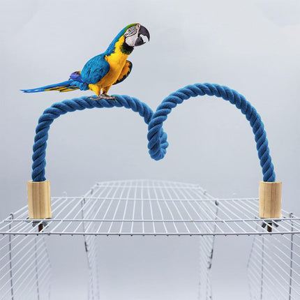 Bendable Cotton Rope Parrot Perch Bird Climbing Stand Toy Blue 3 Sizes