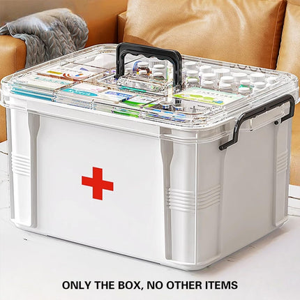 Medicine Storage Box Transparent Multi Layer First Aid 2 Sizes 2 Colours