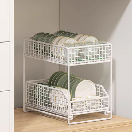 Pull Out Storage Shelf 2 Tier Kitchen Organizer Under Sink Pantry Rack