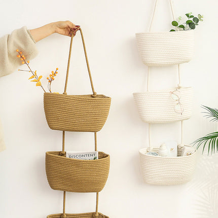 3 Layer Wall Mounted Storage Basket Hanging Organizer Rack for Household Items
