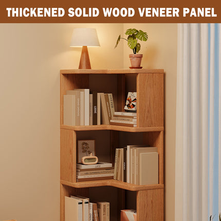 Solid Wood Corner Bookshelf for Home Floor Storage Shelf Sturdy Space Saving