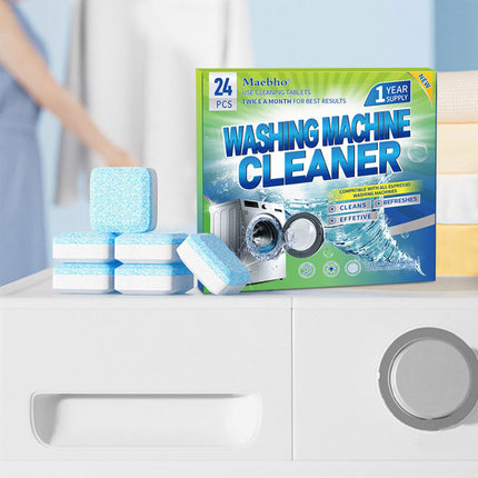 24PCS Effervescent Tablets Washing Machine Cleaner Deep Stain and Odor Removal