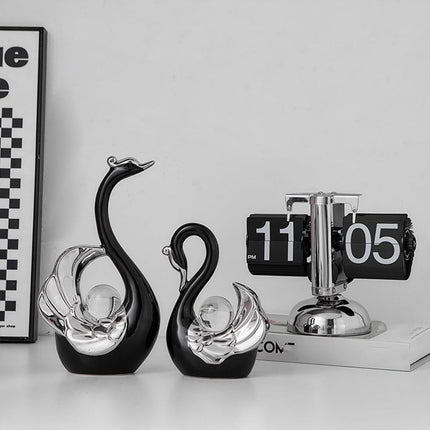 Swan Ceramic Tabletop Ornament Set Home Decor Figurine Gift Room Decoration Art