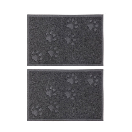 Pet Food Mat 2PCS Paw Print Design Non Slip Floor Feeding Mat for Dogs and Cats