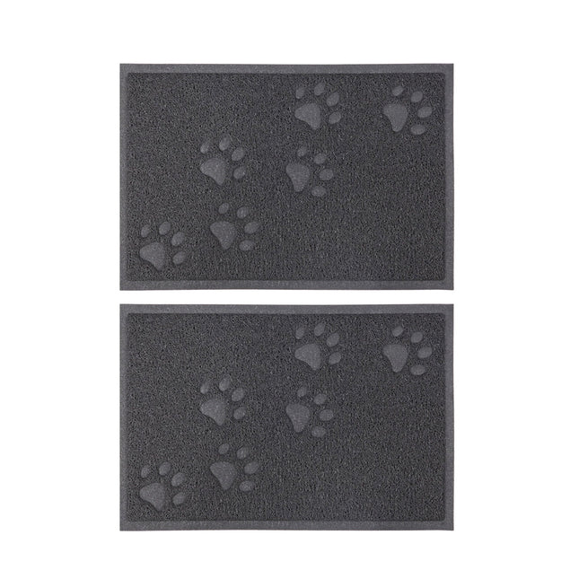 Pet Food Mat 2PCS Paw Print Design Non Slip Floor Feeding Mat for Dogs and Cats
