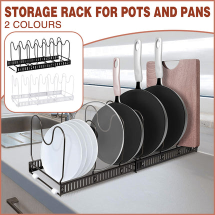 Retractable Kitchen Storage Rack Pot Lid Holder Cutting Board Organizer Stand