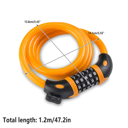 Bike Bicycle Cycling Lock 5 Digit Combination Security Cable Lock Anti Theft