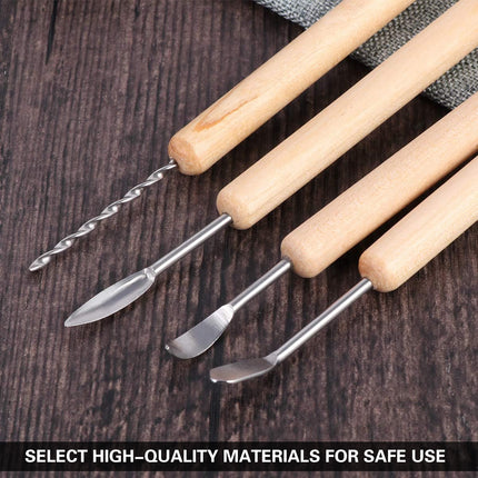 14PCS Clay Sculpting Tool Set Pottery Ceramic Art Carving DIY Wood Handle