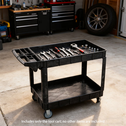 2 Tier MultiFunctional  Rolling Tool Cart for Garage Workshop Storage Organizer