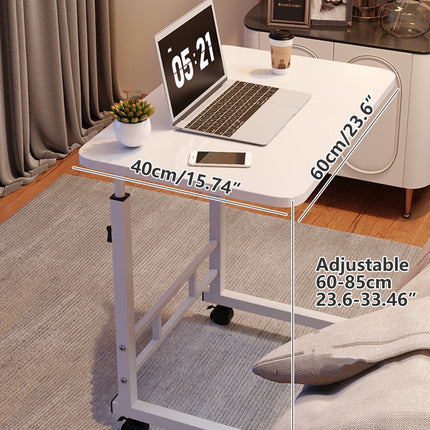 Bedside Table Movable Desk Simple White with Wheels Space Saving Home Office