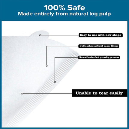 Coffee Filter Paper 100PCS Model A Conical Natural Paper For Drip Coffee Machine