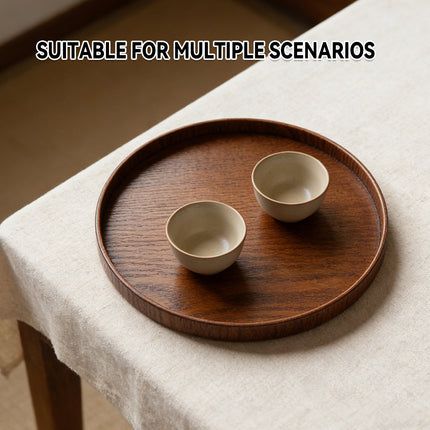 Round Wooden Serving Tray 4 Sizes Living Room Kitchen Dining Table Serving Tray