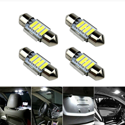 4PCS 31mm 7020 4SMD LED Festoon Interior Dome Map Light Bulbs 12V White