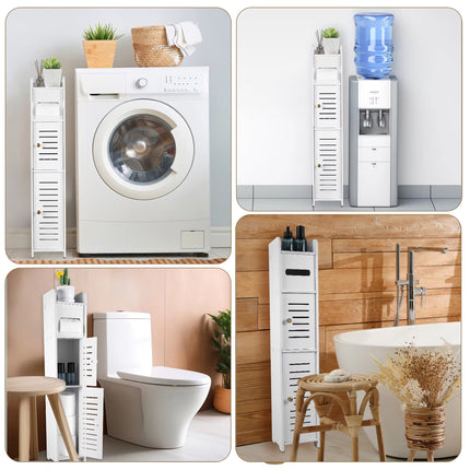 Narrow Bathroom Storage Cabinet Waterproof Multifunctional Toilet Vanity Storage