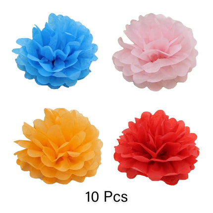 Decorative Paper Flower Balls 10pcs Party Hanging Pom Pom Wedding Event Decor