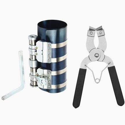 Car Piston Ring Compressor and Pliers Tool Set Engine Repair 4 inch 6 inch