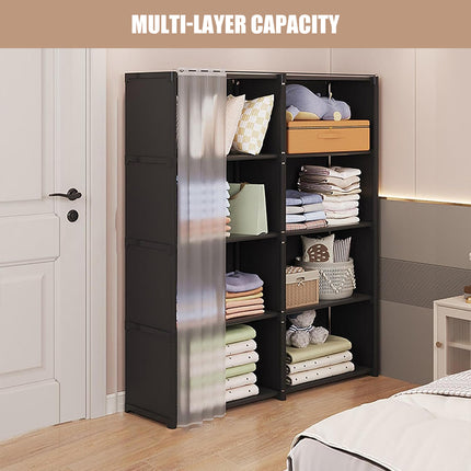 Simple Bookshelf Storage Rack with Dust Proof Curtain for Bedroom Living Room