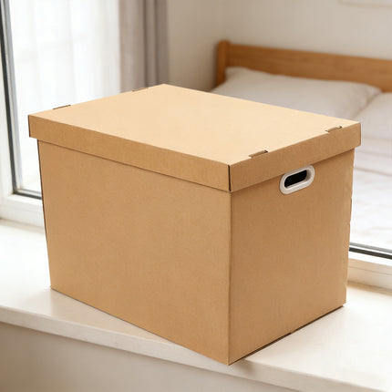 5PCS Kraft Paper Storage Box with Lid 80L Portable for Clothes Books Home Office
