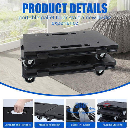Heavy Duty Rolling Utility Cart for Office Warehouse Silent Portable Trolley