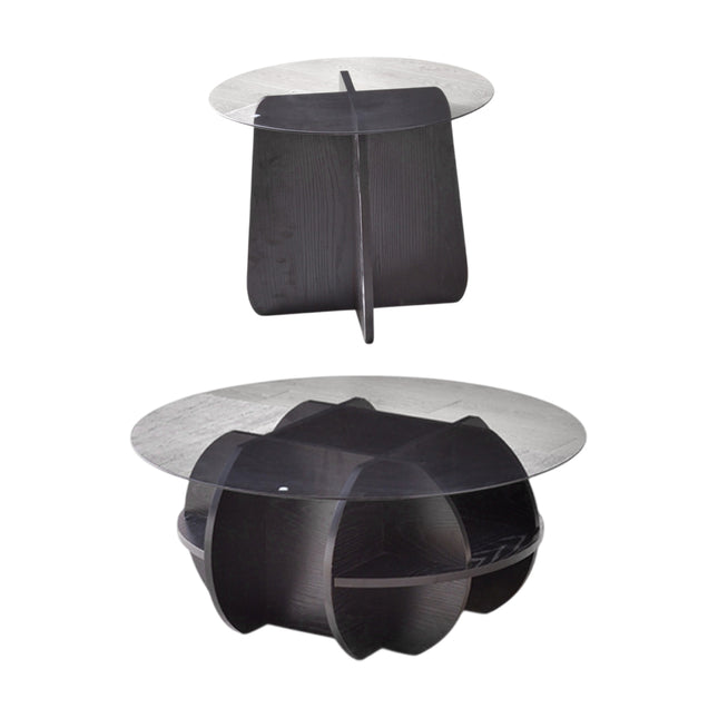 1/2pcs Modern Round Glass Coffee Table Home Side Table Living Room Furniture Set