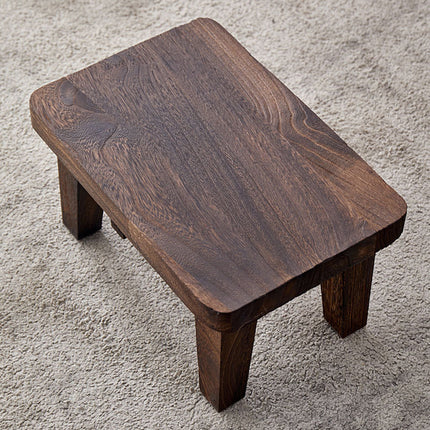 Solid Wood Small Stool Dark Brown Low Bench Footrest Entryway Shoe Stool