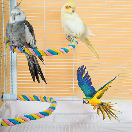U Shaped Parrot Cotton Rope Climbing Toy Perch Stand for Bird Cage