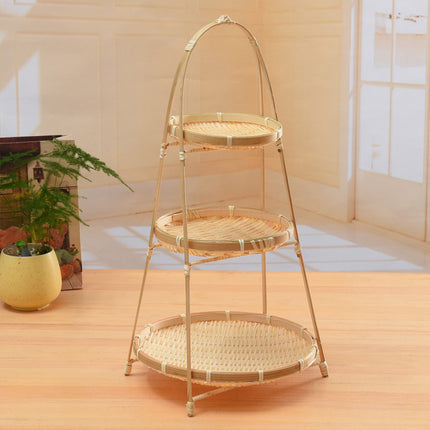 Bamboo Woven Handbasket Round Handle for Snacks Fruits Home Storage Decor