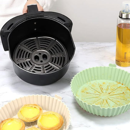 2PCS Silicone Air Fryer Baking Pan Round Household Tray Reusable Non Stick