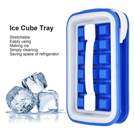 Silicone Ice Cube Tray Box Folding Square Ice Lattice Mold Container For Freezer